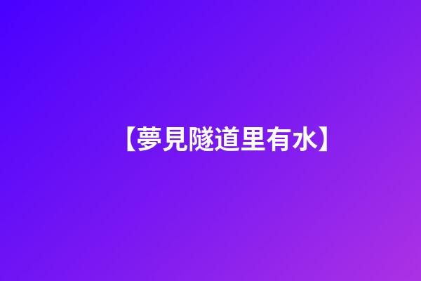 【夢見隧道里有水】