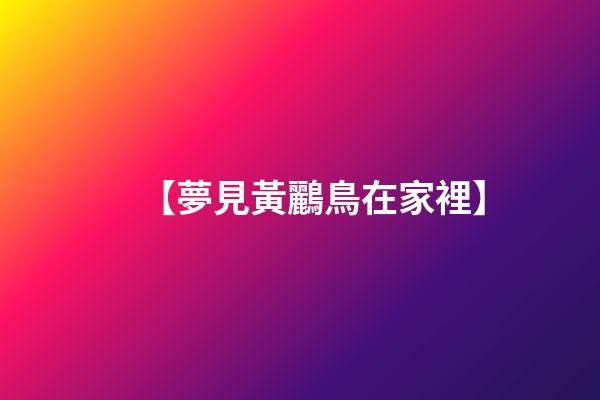 【夢見黃鸝鳥在家裡】