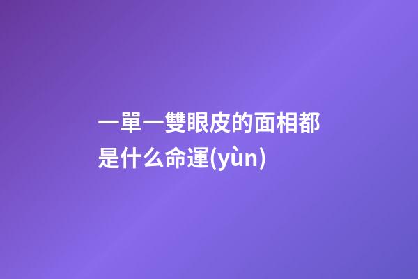 一單一雙眼皮的面相都是什么命運(yùn)