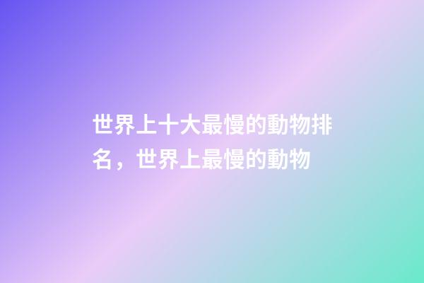 世界上十大最慢的動物排名，世界上最慢的動物-第1張-觀點-玄機派