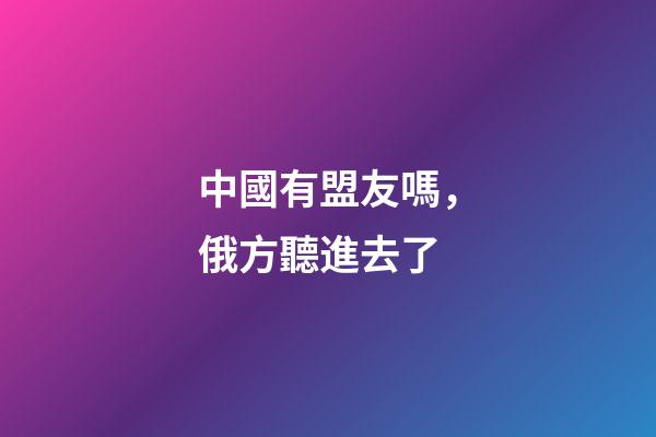 中國有盟友嗎，俄方聽進去了-第1張-觀點-玄機派
