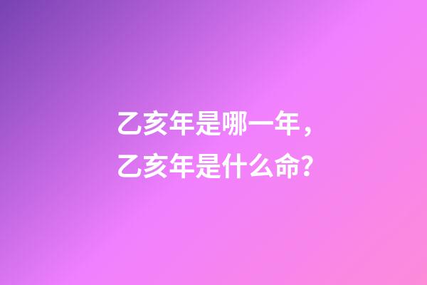 乙亥年是哪一年，乙亥年是什么命？