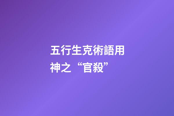 五行生克術語用神之“官殺”