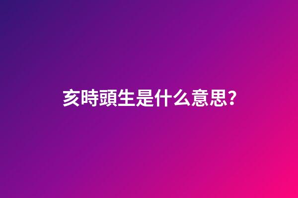 亥時頭生是什么意思？