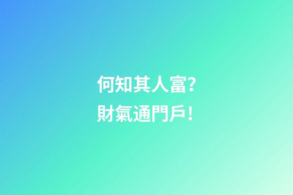何知其人富？財氣通門戶!