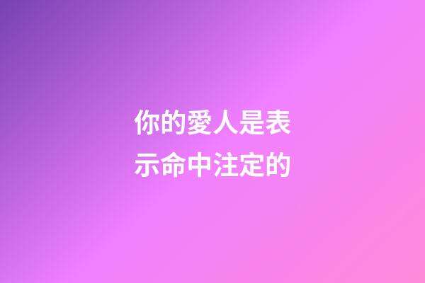 你的愛人是表示命中注定的