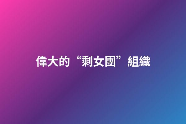 偉大的“剩女團”組織