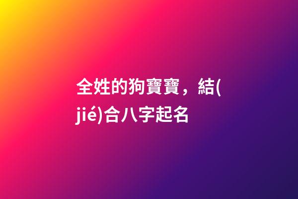 全姓的狗寶寶，結(jié)合八字起名