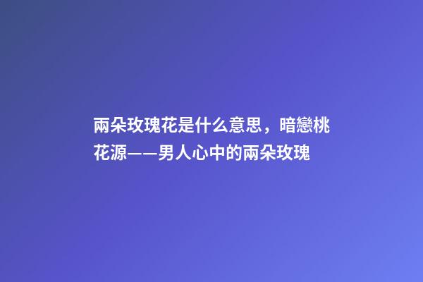 兩朵玫瑰花是什么意思，暗戀桃花源——男人心中的兩朵玫瑰-第1張-觀點-玄機派