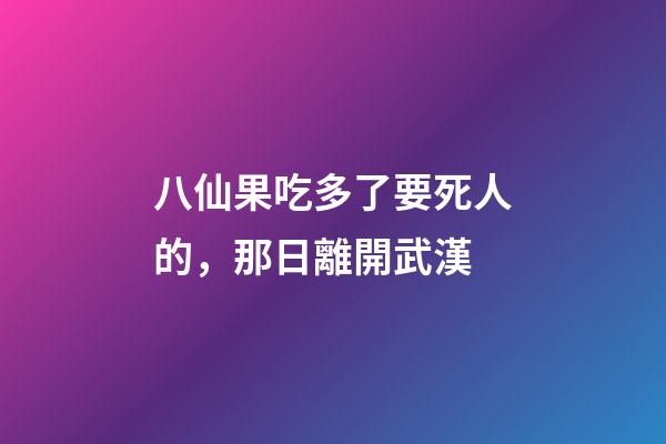 八仙果吃多了要死人的，那日離開武漢-第1張-觀點-玄機派