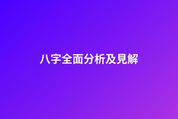 八字全面分析及見解