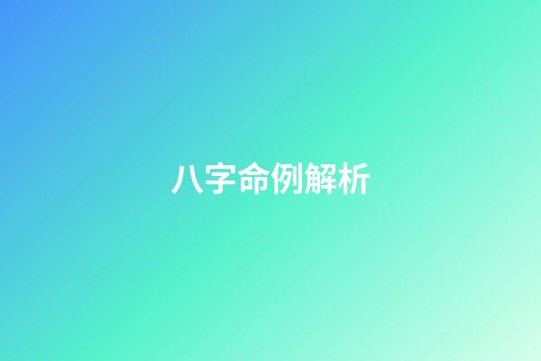 八字命例解析
