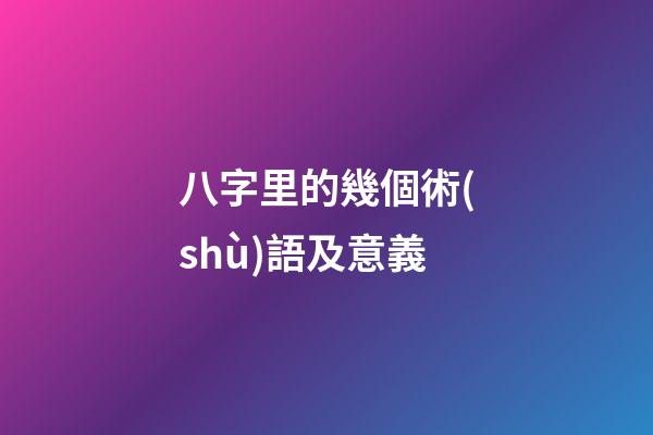 八字里的幾個術(shù)語及意義