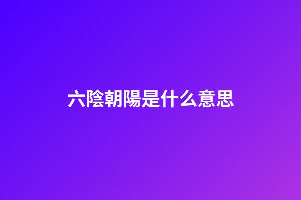 六陰朝陽是什么意思