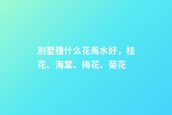 別墅種什么花風水好，桂花、海棠、梅花、菊花