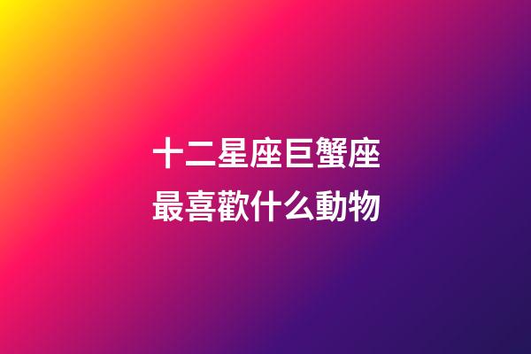 十二星座巨蟹座最喜歡什么動物-第1張-星座運勢-玄機派