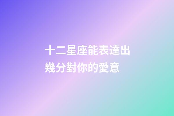 十二星座能表達出幾分對你的愛意-第1張-星座運勢-玄機派