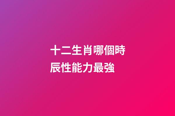 十二生肖哪個時辰性能力最強