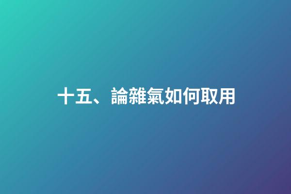 十五、論雜氣如何取用