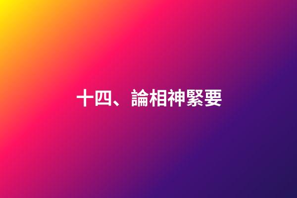 十四、論相神緊要