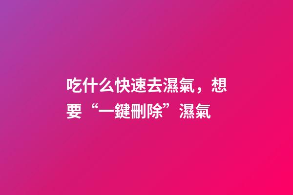 吃什么快速去濕氣，想要“一鍵刪除”濕氣-第1張-觀點-玄機派