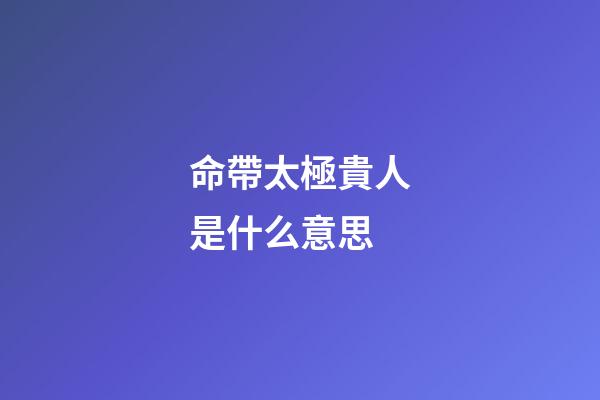 命帶太極貴人是什么意思