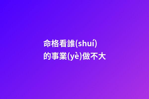 命格看誰(shuí)的事業(yè)做不大