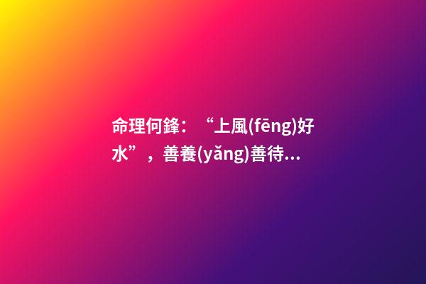 命理何鋒：“上風(fēng)好水”，善養(yǎng)善待獲福