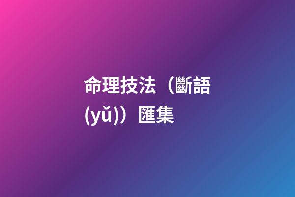 命理技法（斷語(yǔ)）匯集