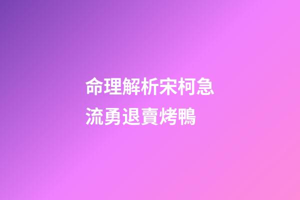 命理解析宋柯急流勇退賣烤鴨