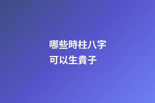 哪些時柱八字可以生貴子