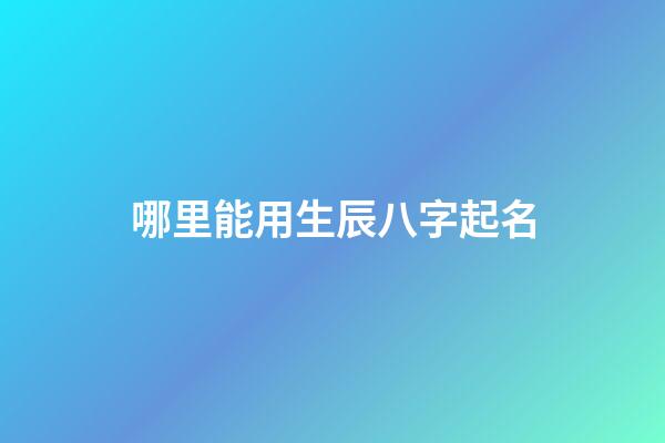 哪里能用生辰八字起名