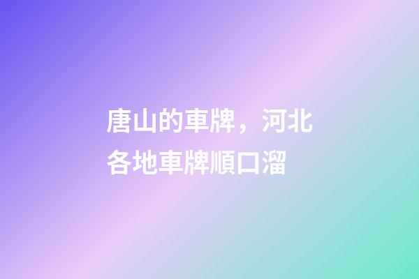 唐山的車牌，河北各地車牌順口溜-第1張-觀點-玄機派