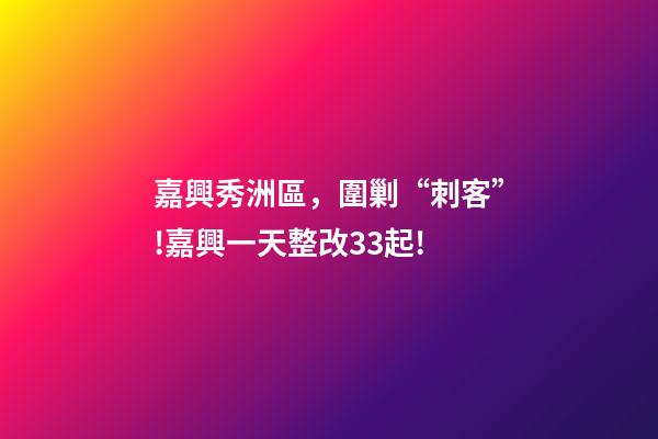 嘉興秀洲區，圍剿“刺客”!嘉興一天整改33起!-第1張-觀點-玄機派