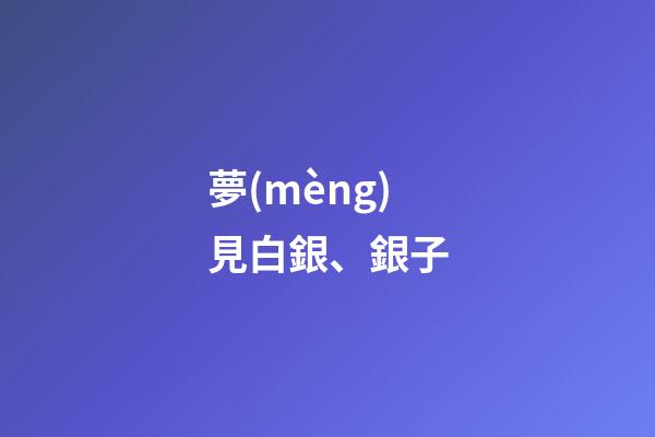 夢(mèng)見白銀、銀子