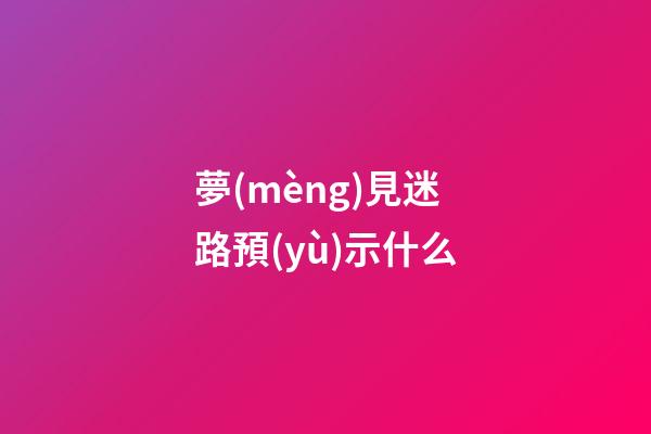 夢(mèng)見迷路預(yù)示什么