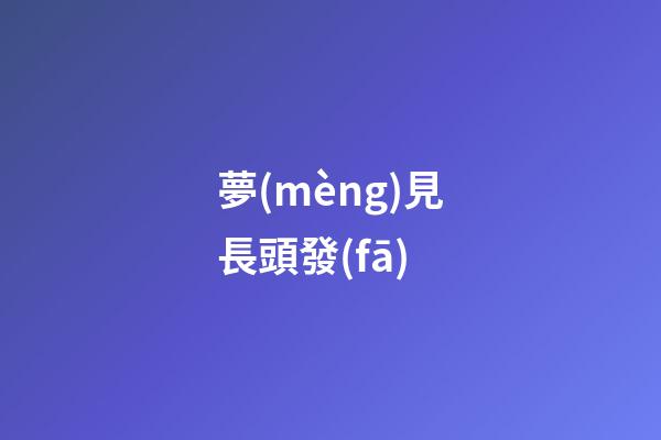 夢(mèng)見長頭發(fā)