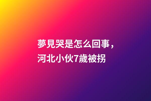 夢見哭是怎么回事，河北小伙7歲被拐-第1張-觀點-玄機派