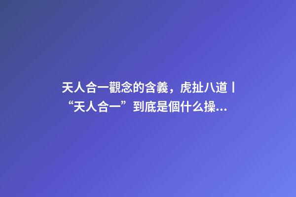 天人合一觀念的含義，虎扯八道丨“天人合一”到底是個什么操作!-第1張-觀點-玄機派
