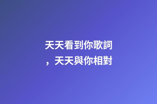天天看到你歌詞，天天與你相對-第1張-觀點-玄機派