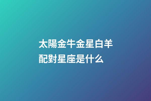 太陽金牛金星白羊配對星座是什么-第1張-星座運勢-玄機派