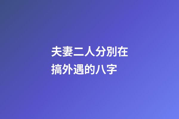 夫妻二人分別在搞外遇的八字