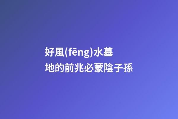 好風(fēng)水墓地的前兆必蒙陰子孫