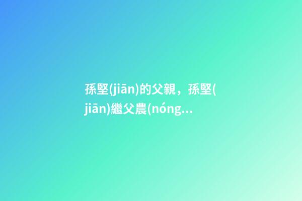 孫堅(jiān)的父親，孫堅(jiān)繼父農(nóng)村小爸爸供繼子上學(xué)-第1張-觀點(diǎn)-玄機(jī)派