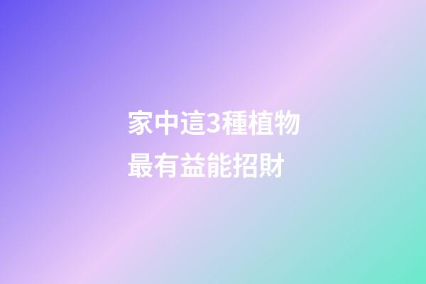 家中這3種植物最有益能招財