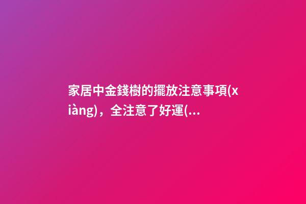 家居中金錢樹的擺放注意事項(xiàng)，全注意了好運(yùn)就來了！