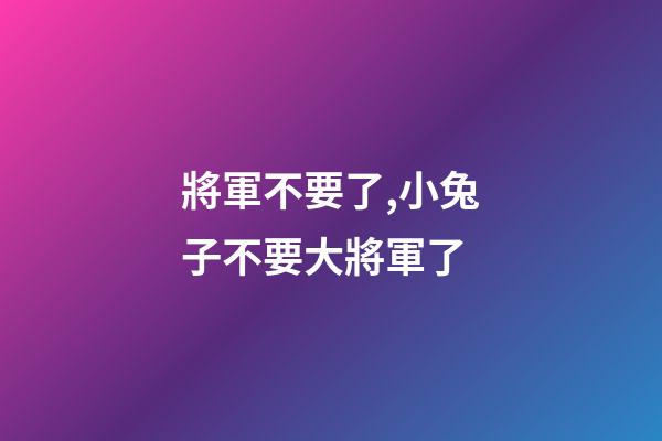 將軍不要了,小兔子不要大將軍了-第1張-觀點-玄機派
