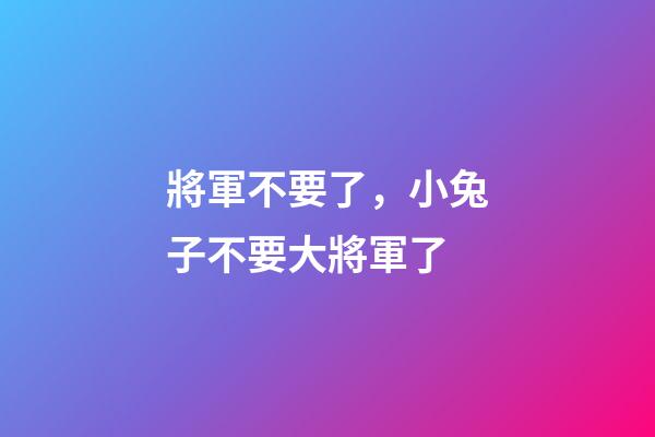 將軍不要了，小兔子不要大將軍了-第1張-觀點-玄機派
