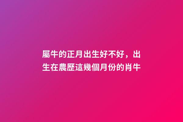 屬牛的正月出生好不好，出生在農歷這幾個月份的肖牛-第1張-觀點-玄機派