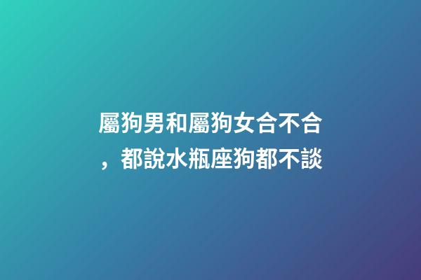屬狗男和屬狗女合不合，都說水瓶座狗都不談-第1張-觀點-玄機派